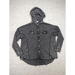 BKE‎ Lightweight Thermal Hoodie Button Down Casual Gray LARGE Shacket